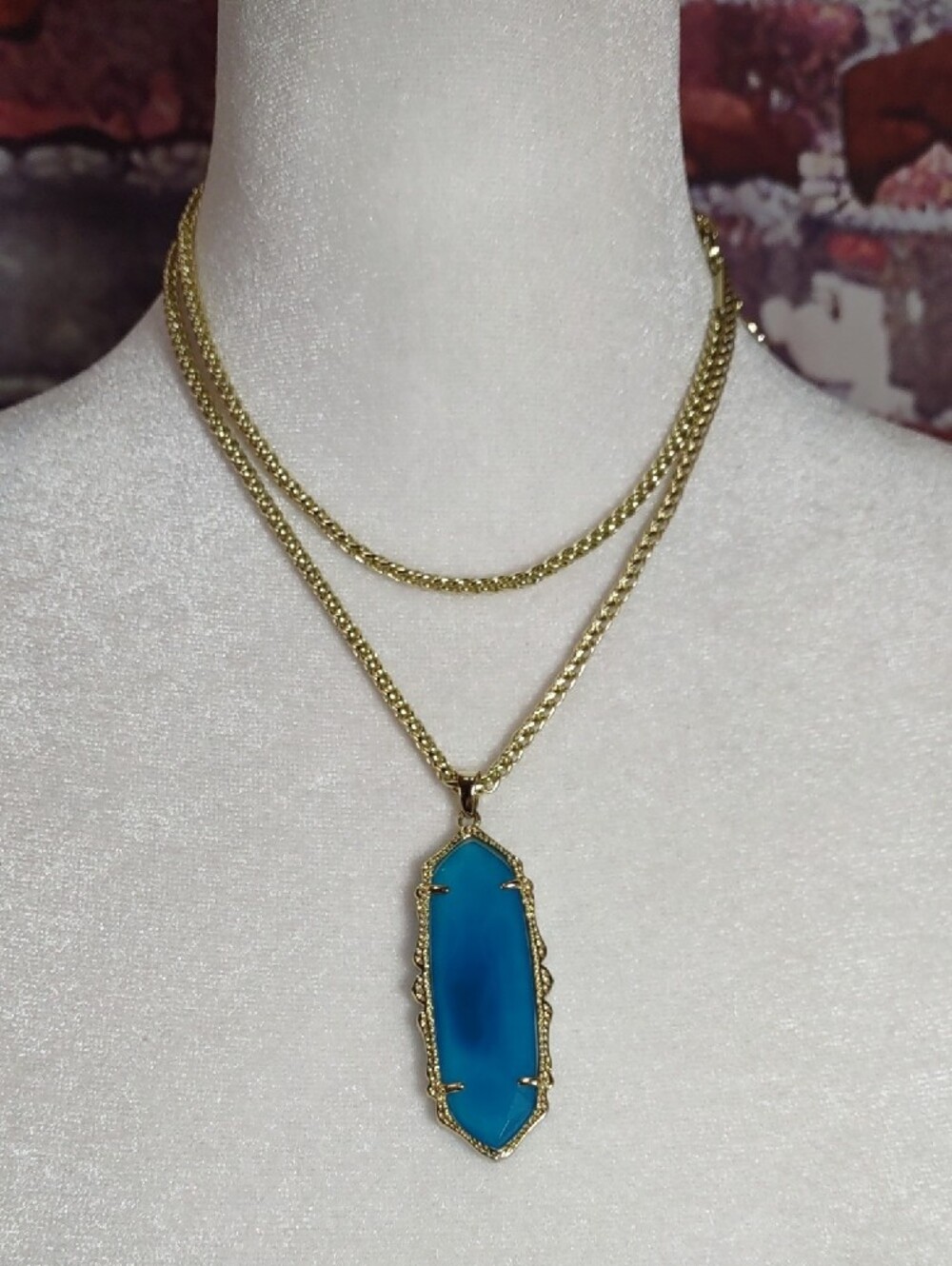 Kendra Scott "Layden" Teal Agate Pendant Necklace